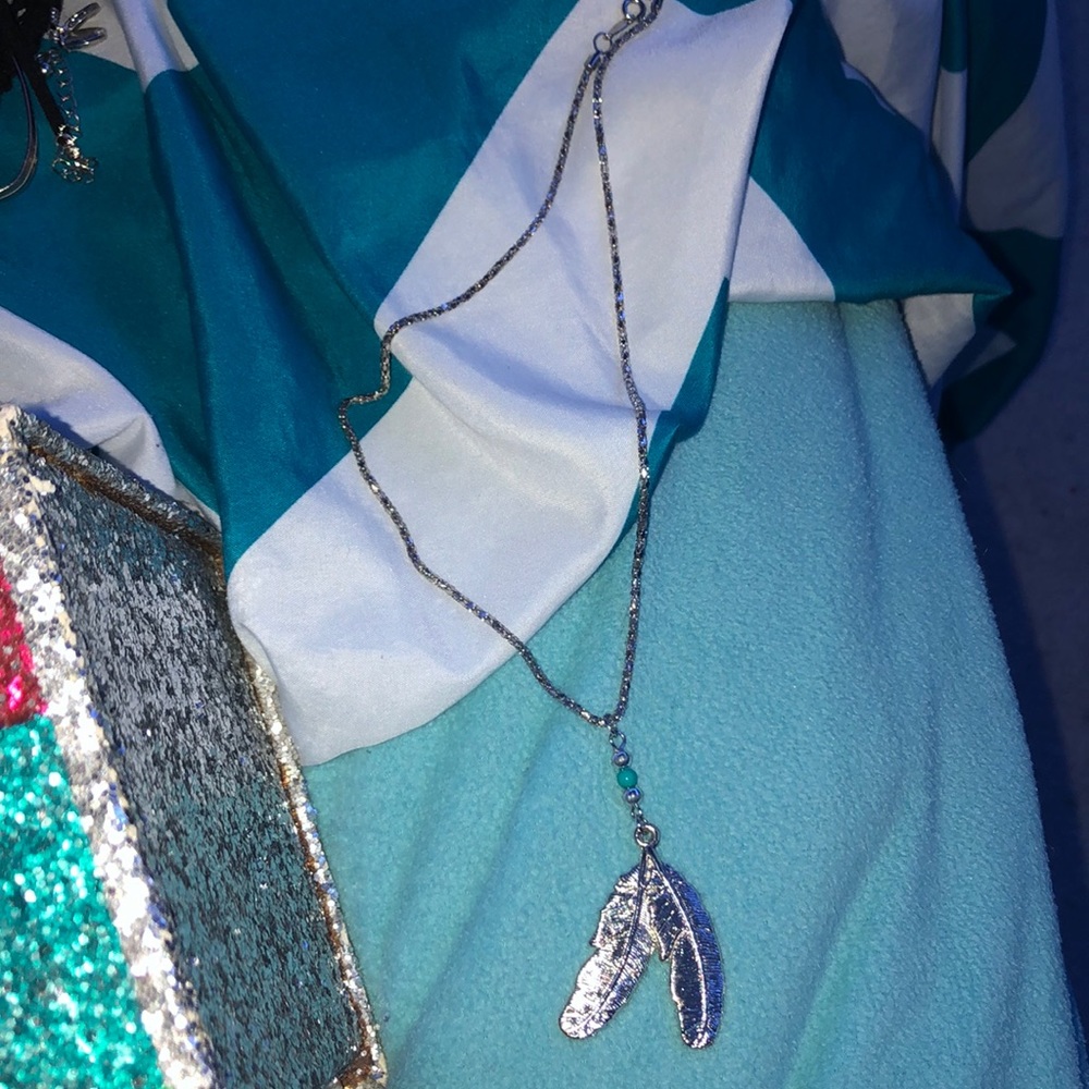 feather necklace silver
